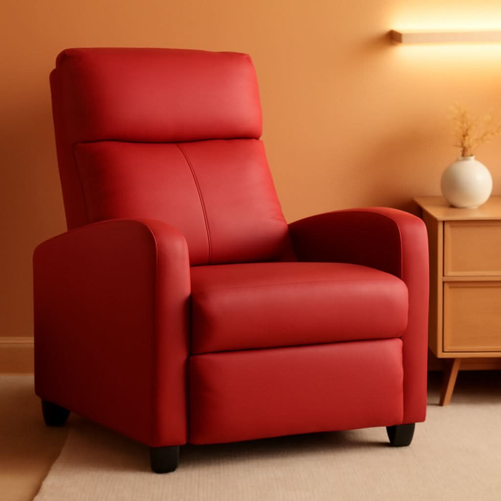 Red Recliner Chair With Lumbar Support For Living Room