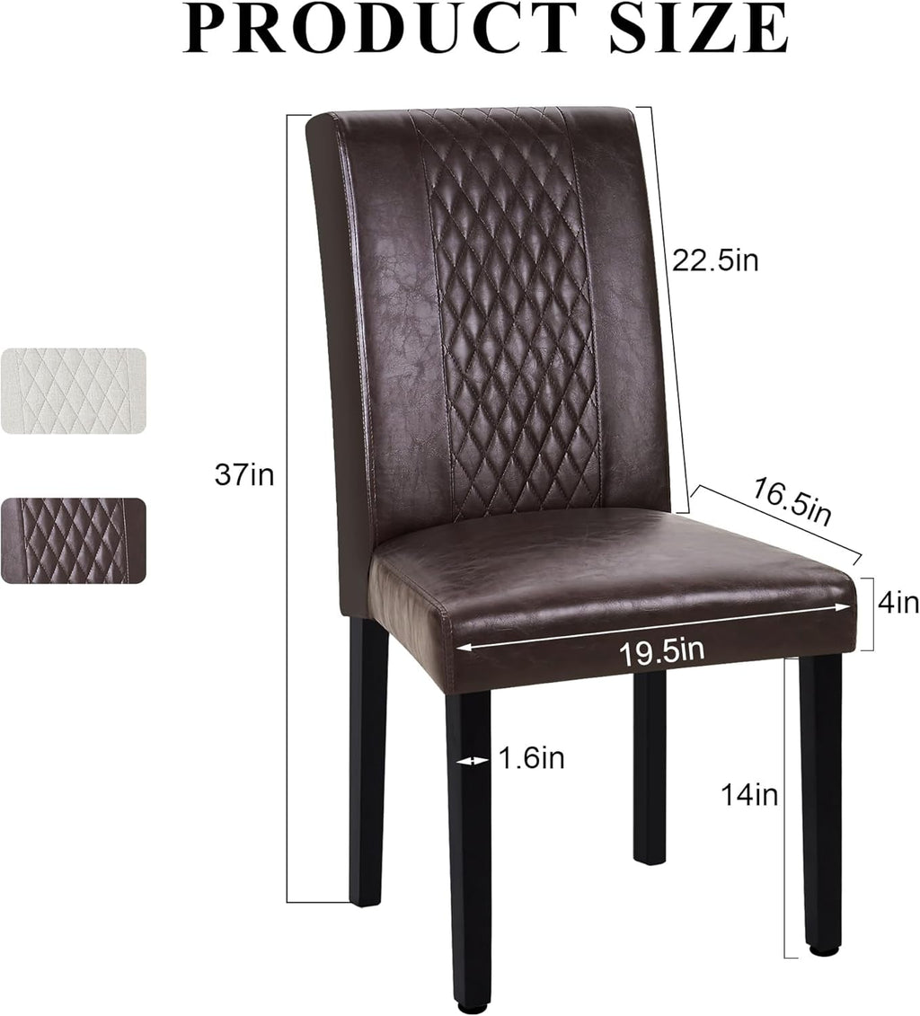 Dining Chairs Ergonomic Lumbar Chocolate PU Leather