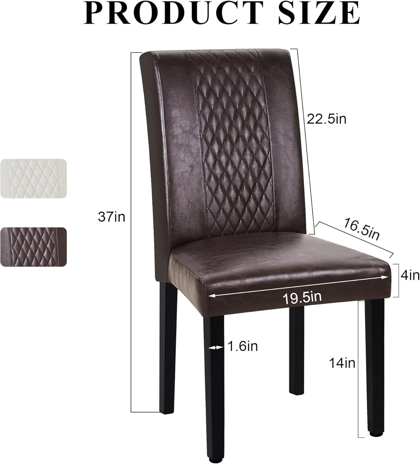Dining Chairs Ergonomic Lumbar Chocolate PU Leather