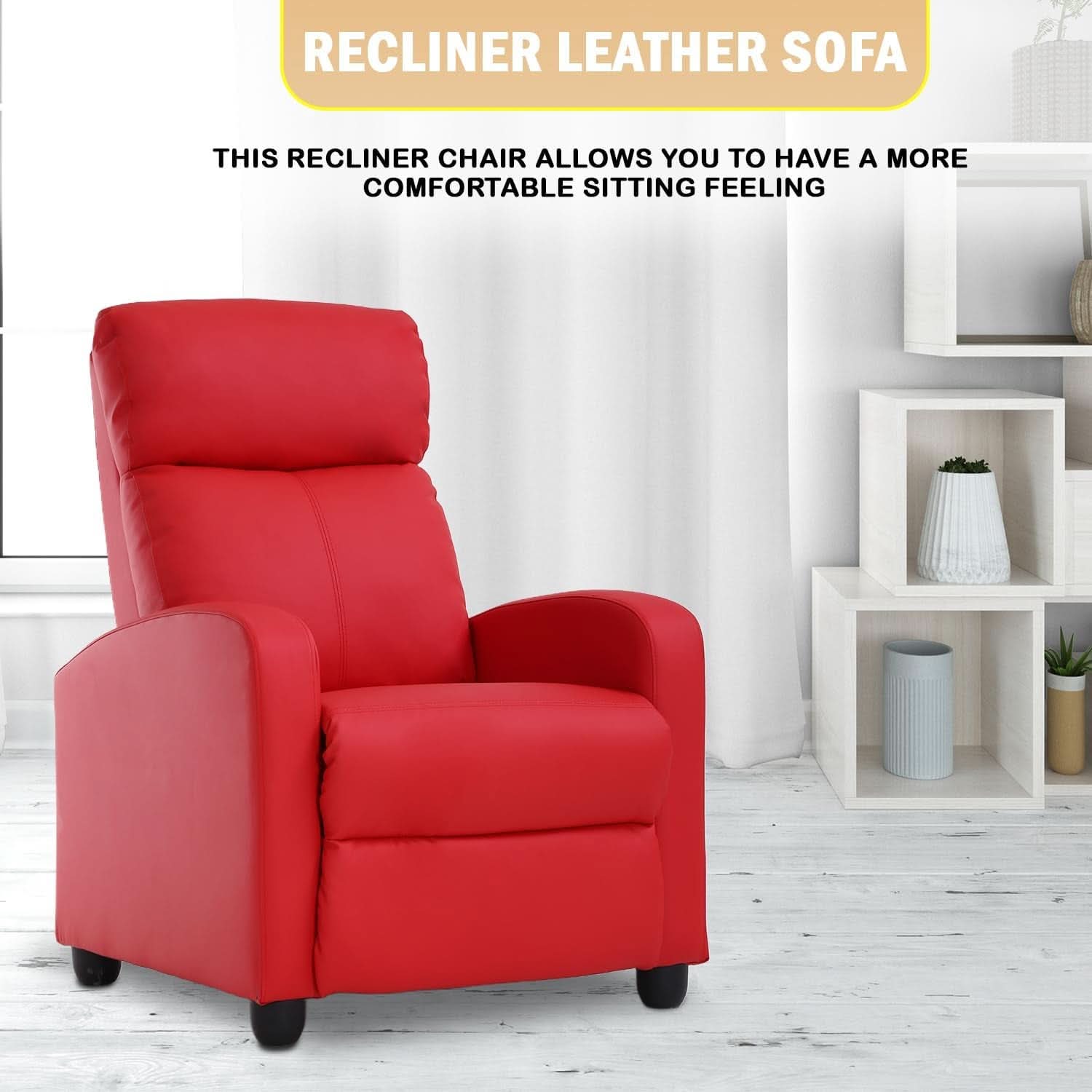 Red Recliner Chair With Lumbar Support For Living Room