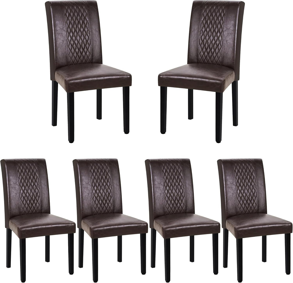 Dining Chairs Ergonomic Lumbar Chocolate PU Leather