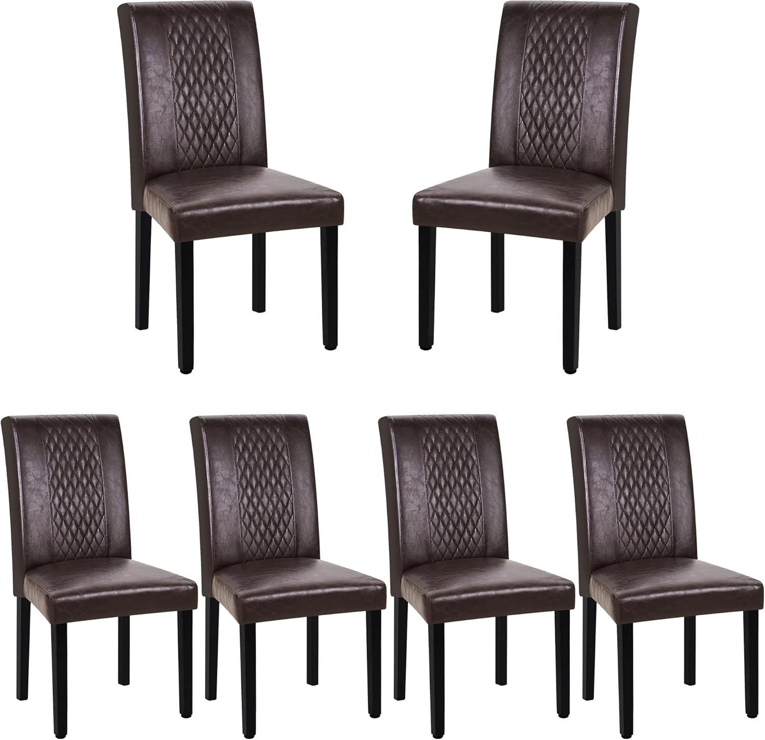Dining Chairs Ergonomic Lumbar Chocolate PU Leather